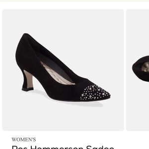 Ros Hommerson Black Suede Heels with Rhinestone Embellishments